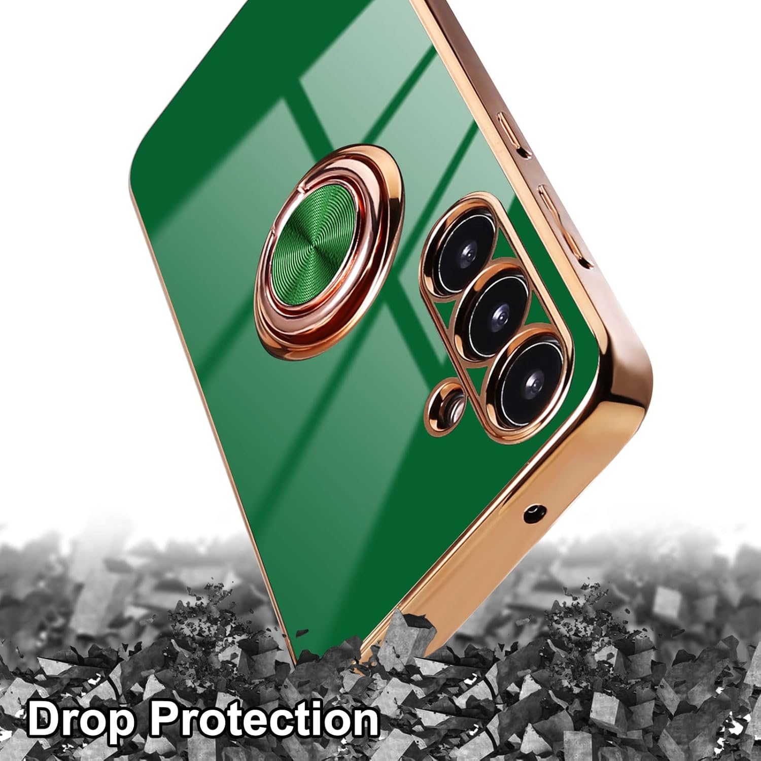 Aitipy Funda para Samsung Galaxy A54 5G con 2 protectores de pantalla, soporte magnético con anillo de rotación de 360 grados, borde chapado