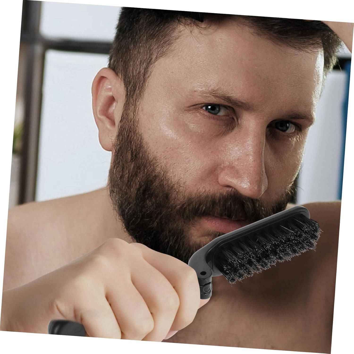 FOMIYES Cepillo plegable para barba, cepillo de pelo de bolsillo, cepillo de limpieza para barba, cepillo de aseo de barba plegable para cabello,