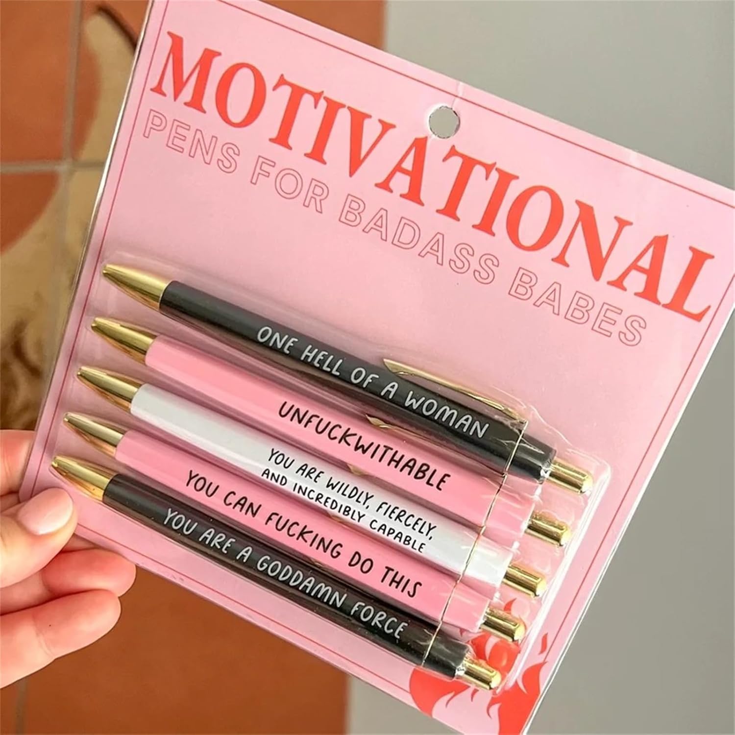 Juego de bolígrafos motivacionales, divertidos bolígrafos de palabras de juramento, juego de bolígrafos diarios, juego de bolígrafos diarios de