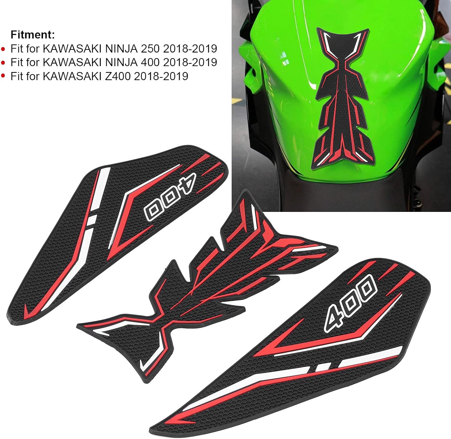 Yctze 3 calcomanías para tanque de combustible para motocicleta, protector de almohadilla para KAWASAKI NINJA 250400Z400
