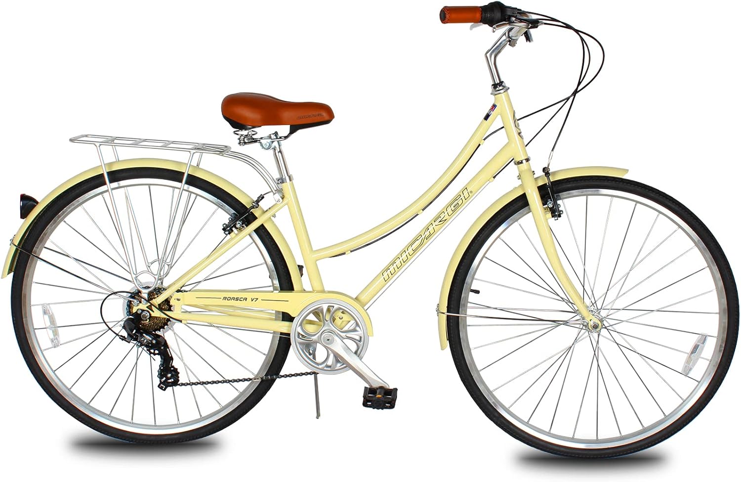 MICARGI Bicicleta híbrida de 2426 pulgadas para adultos, bicicleta híbrida de ciudad de 17 velocidades, marco de acero, bicicleta de viaje para