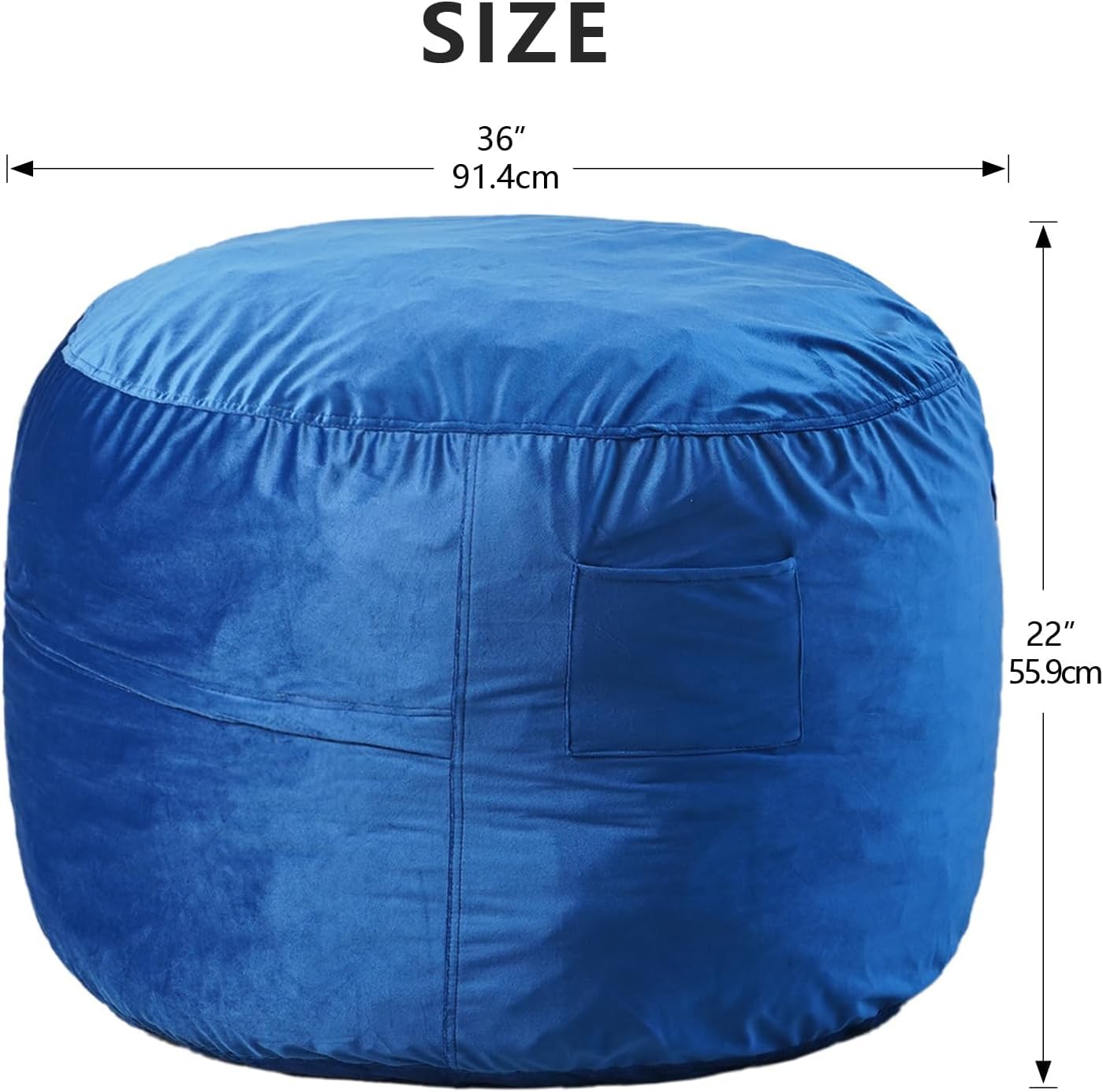 N&V Puf Chair 3′ Memory Foam Furniture Bean Bag para niños, adolescentes y adultos con fundas lavables a máquina (azul)