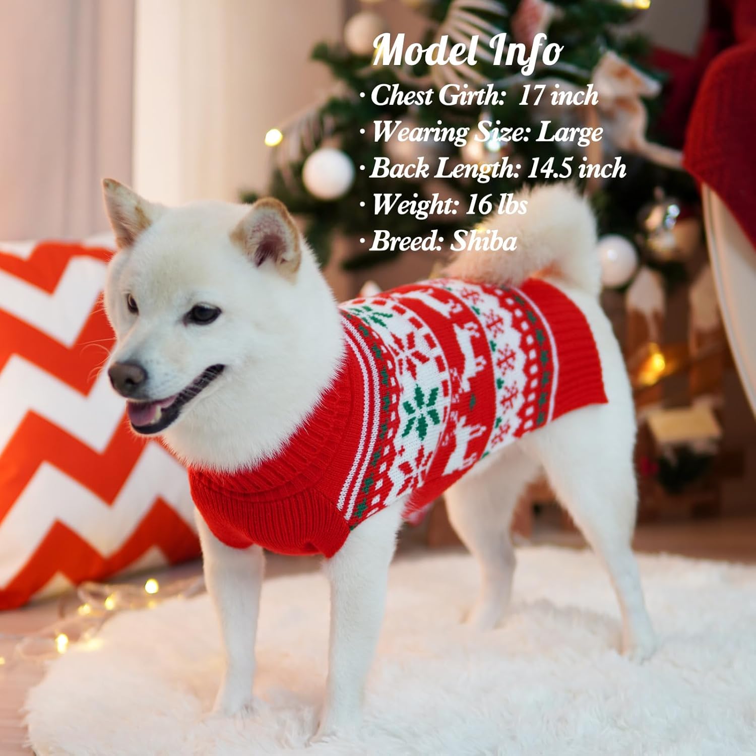 KYEESE Suéteres navideños para perros medianos, suéter clásico de copos de nieve, reno, para vacaciones, con agujero para la correa, suéter feo para