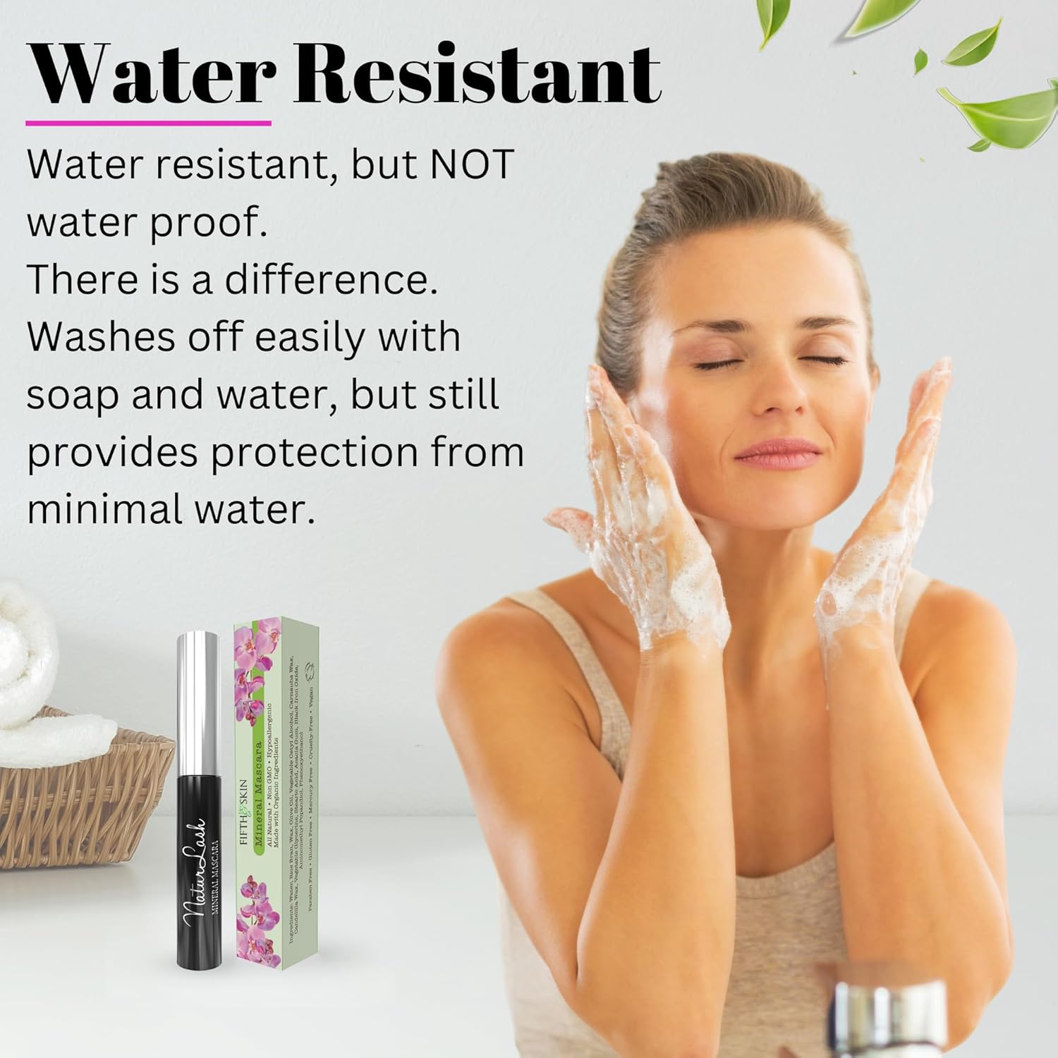 Fifth & Skin NATURLASH – Máscara de pestañas natural (BROWN) – Máscara hipoalergénica para ojos sensibles – Máscara vegana y libre de crueldad