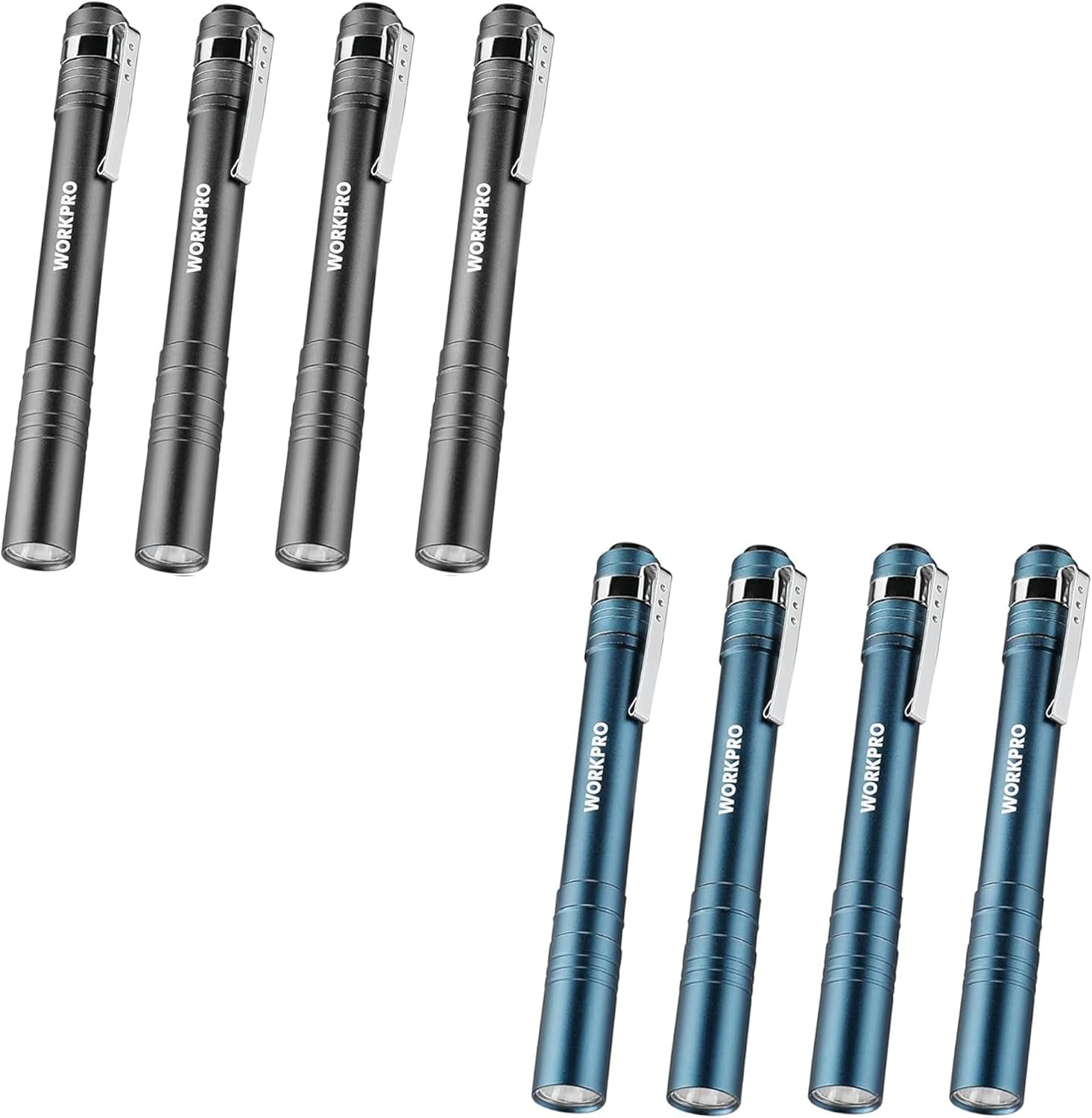 WORKPRO Juego de 4 luces azules para bolígrafo y 4 unidades de luces negras