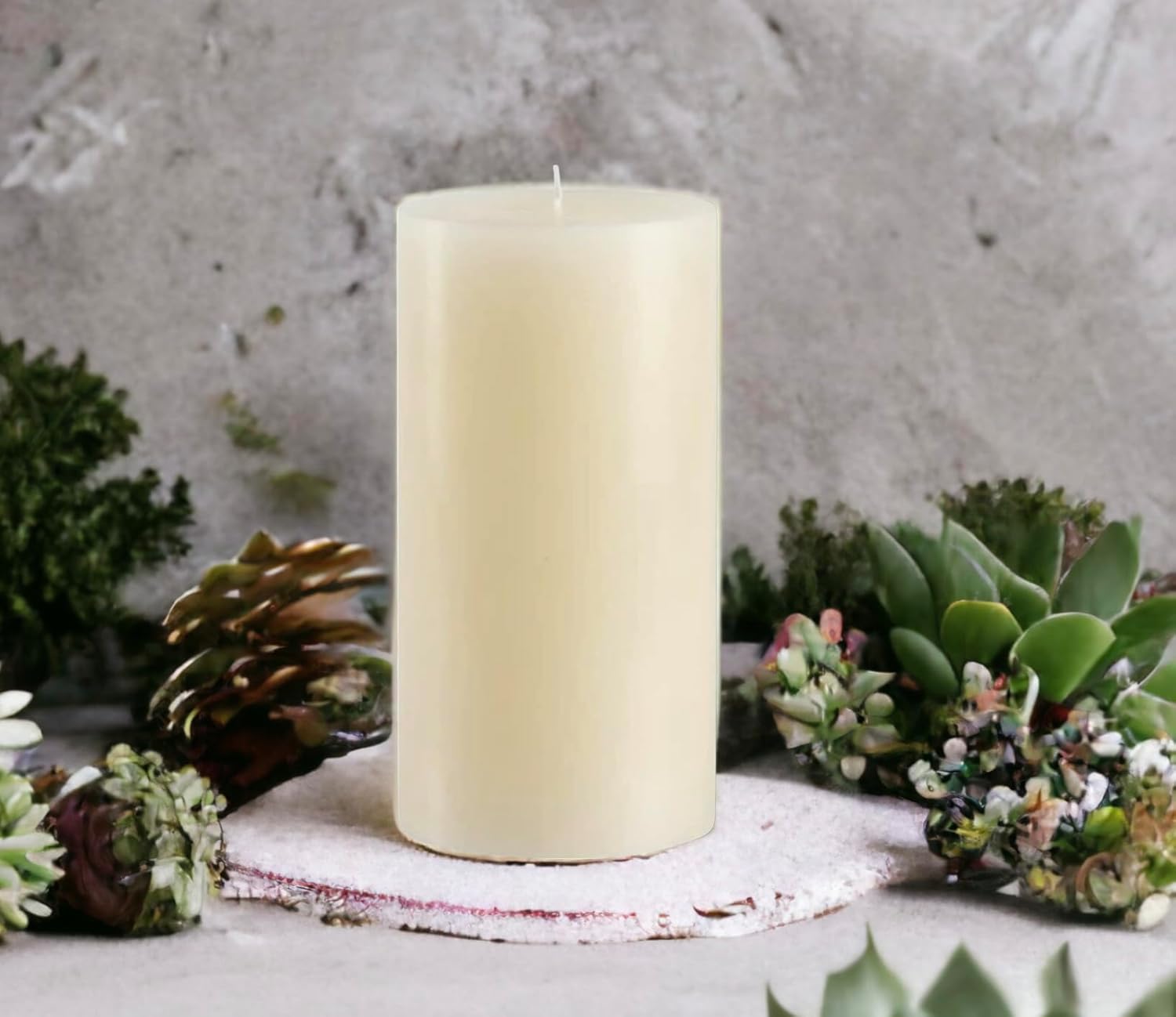 Vela de pilar marfil de lujo de 4 x 8 pulgadas, sin perfume, mechas de algodón, color sólido, hecha a mano, bodas, decoración del hogar,