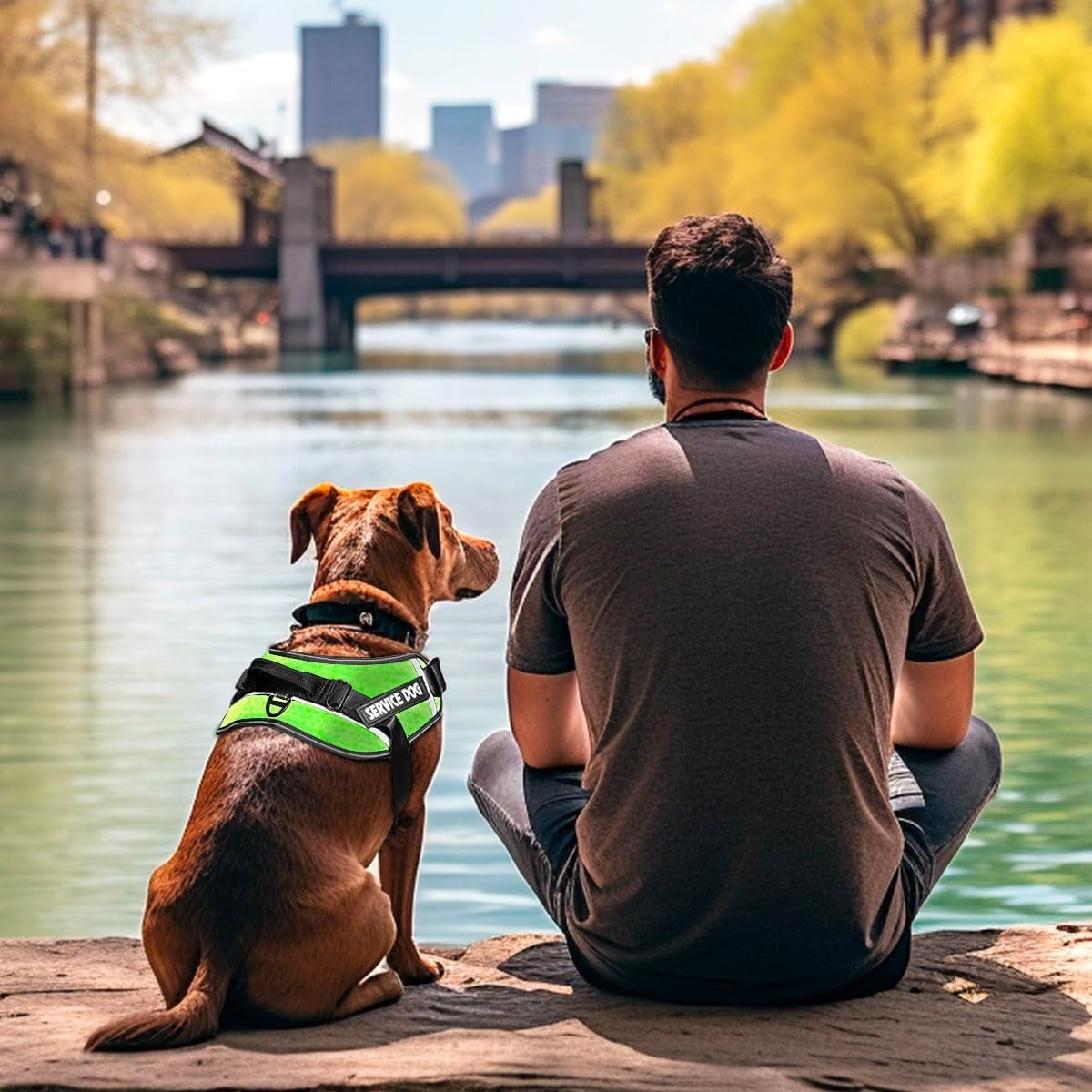 Chaleco de servicio para perro, 9 parches para perros, arnés y correa para perro con asa, arnés de chaleco para mascotas fácil de poner y quitar con