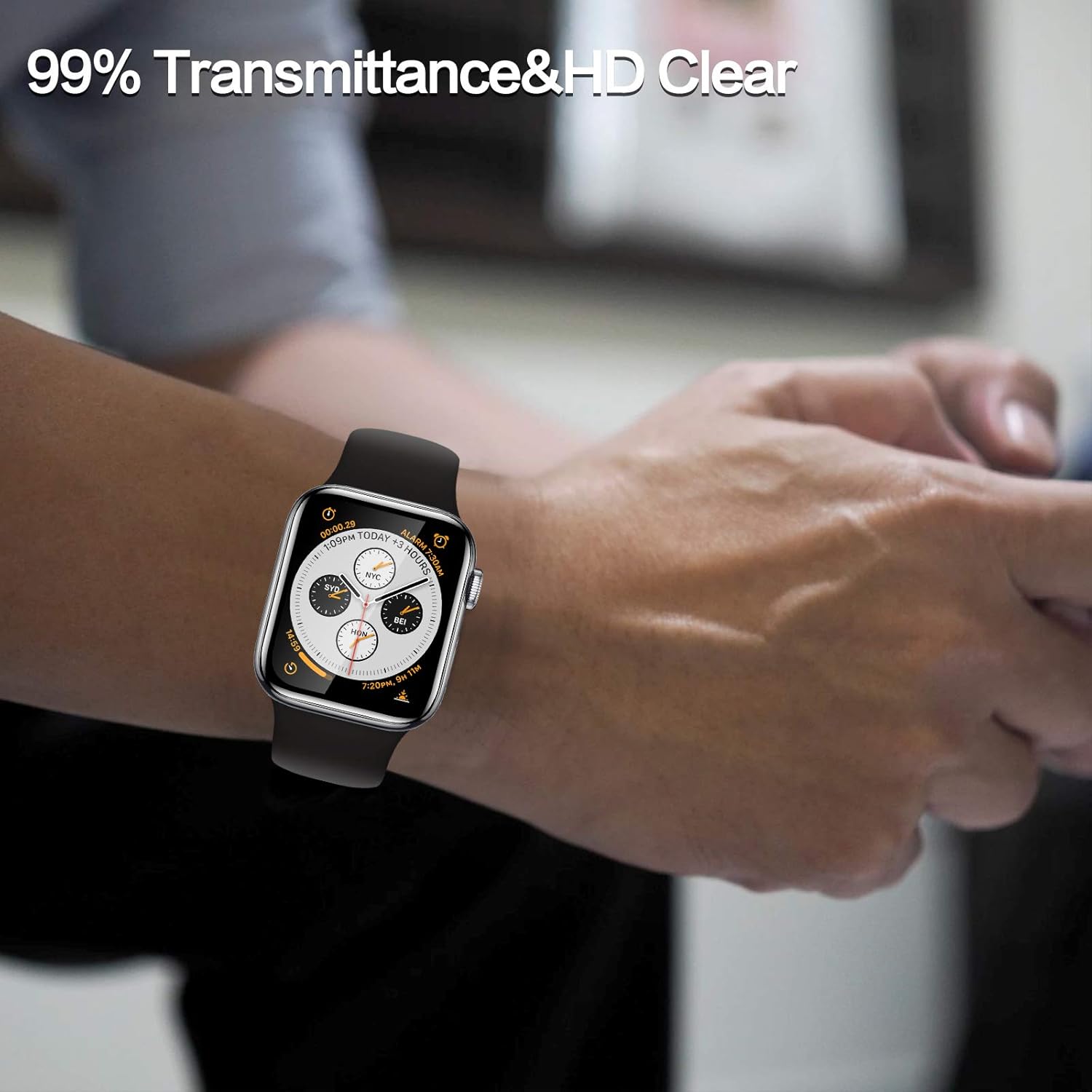 Paquete de 2 protectores de pantalla de vidrio templado para Apple Watch Series 7 de 1.575 pulgadas Series 6SE54, cobertura completa, sin burbujas,