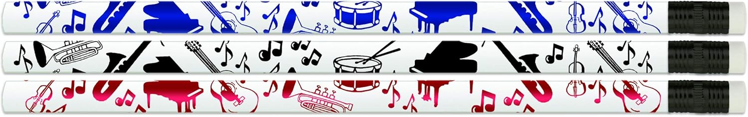 Lucky Pine Instrumento musical, lápices de notas musicales, fabricados en Estados Unidos (juego de 24 lápices)