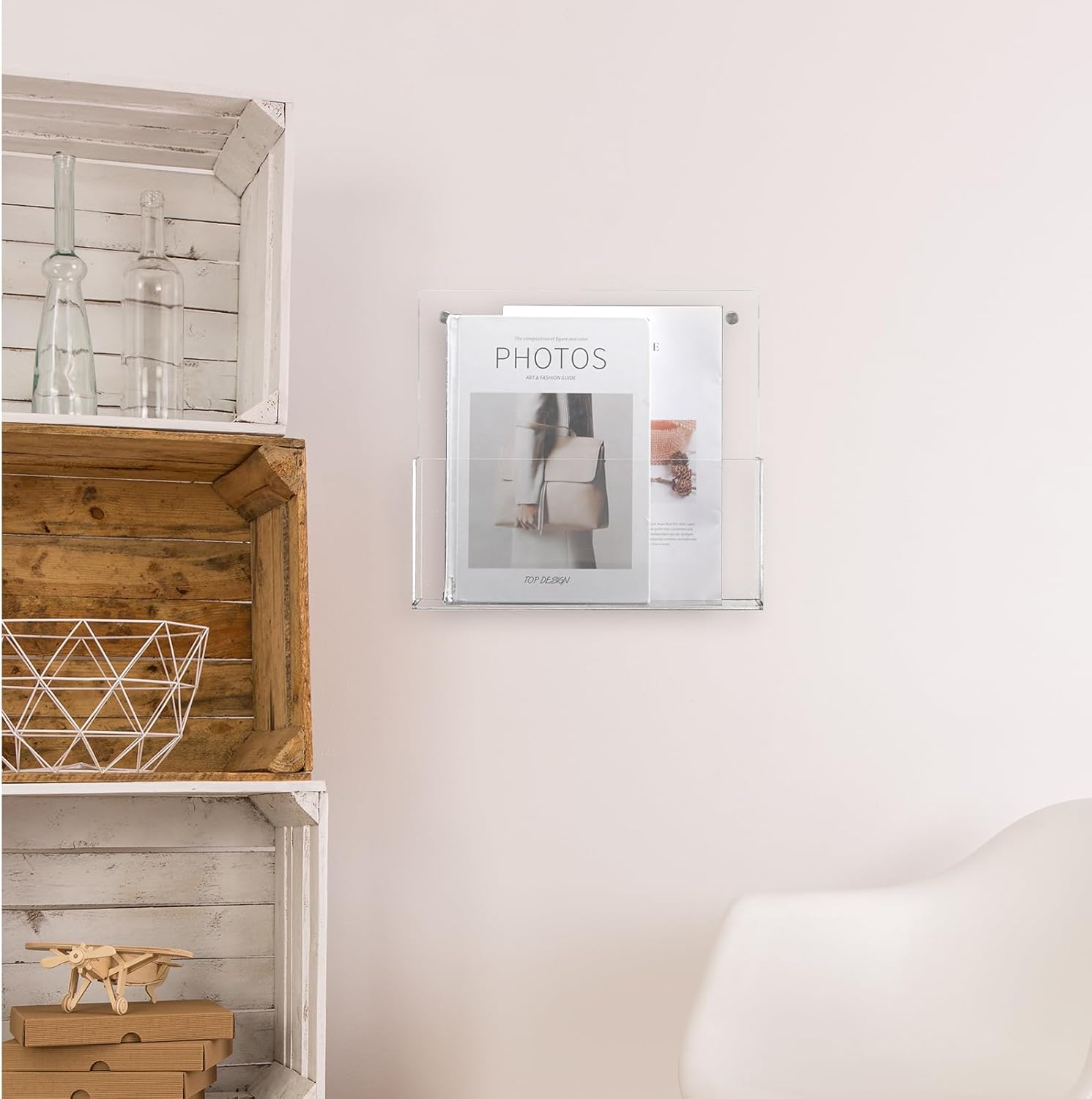 3 piezas de acrílico transparente soporte de pared para archivos de pared colgante de bolsillo de pared acrílico organizador de archivos de pared