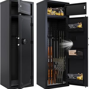 Kaer Caja fuerte para armas 10-14, cajas fuertes para rifle y pistolas para el hogar, gabinete de armas para rifles y escopetas con teclado digital, Kaer Caja fuerte para armas 10-14, cajas fuertes para rifle y pistolas para el hogar, gabinete de armas para rifles y escopetas con teclado digital,