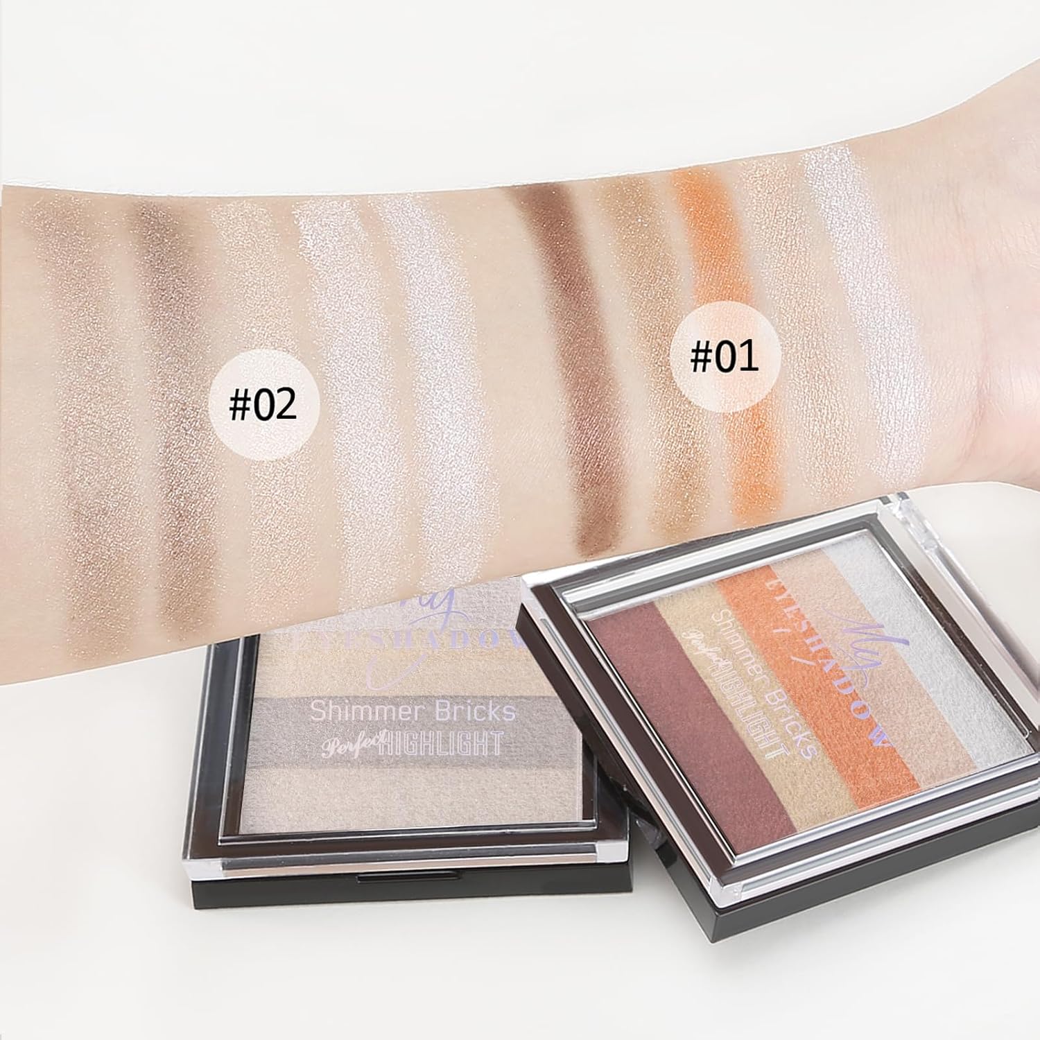 Boobeen Paleta de sombras de ojos con purpurina, 5 colores altamente pigmentados, sombra de ojos en polvo brillante, iluminador con purpurina para