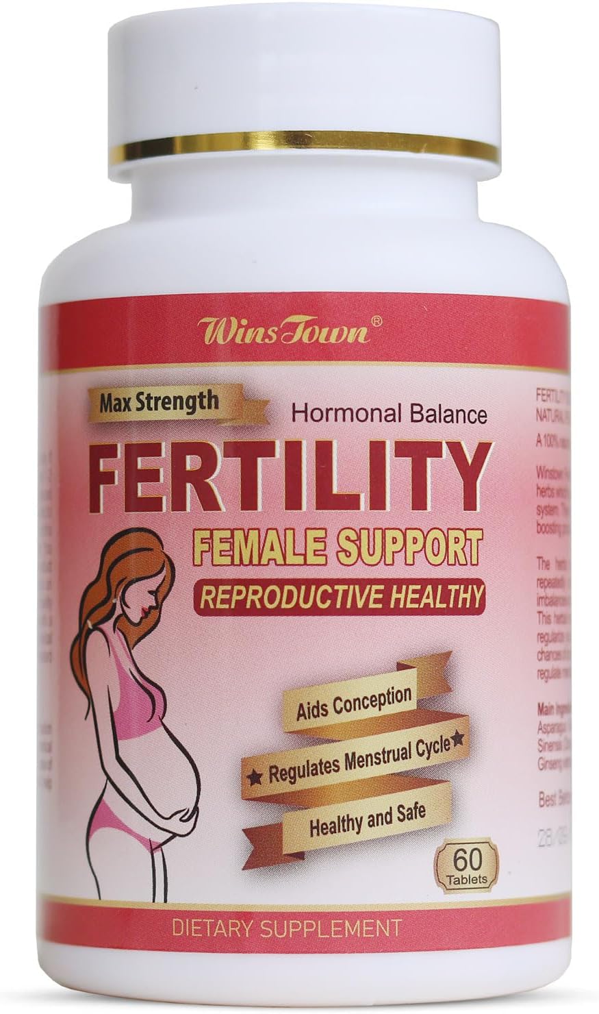 Wins Town Tableta de fertilidad para mujeres con vitaminas prenatales, suplemento de fertilidad femenina, apoyo a la concepción y el equilibrio