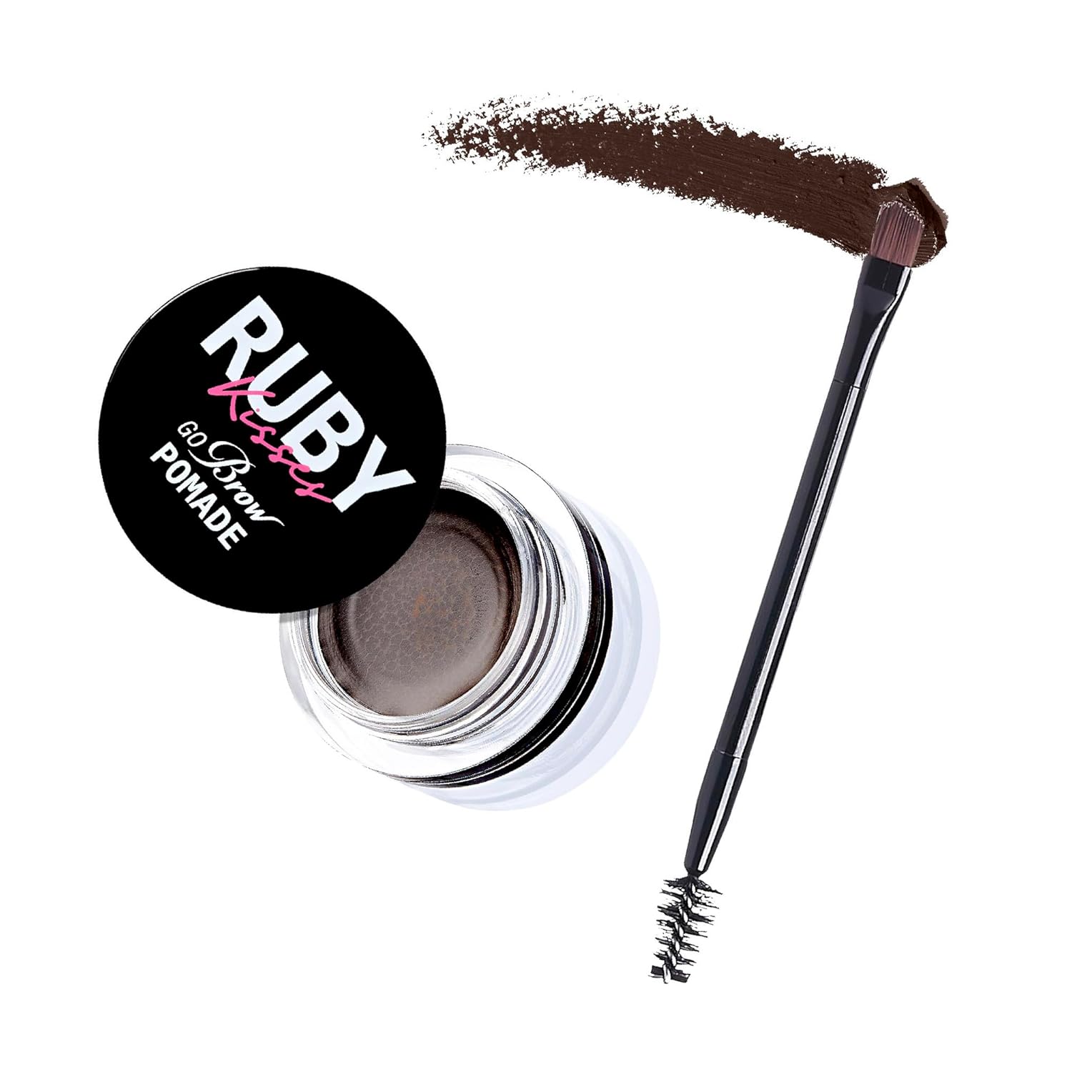 Ruby Kisses Go Brow Pomada para cejas resistentes al agua de larga duración a prueba de manchas (marrón oscuro)