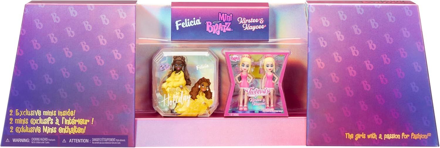 MGA’s Miniverse Mini Bratz Edición Limitada, paquete de 2 mini figuras de Felicia y Tweevils en embalaje de exhibición