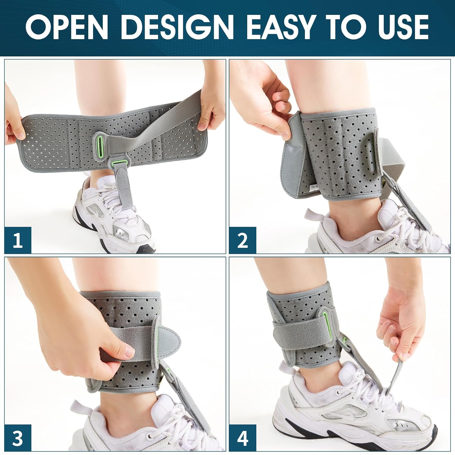Soporte ajustable para pie caído, unisex, para ortesis de pie derechoizquierdo, soporte de tobillo, mejora la marcha al caminar, alivia eficazmente