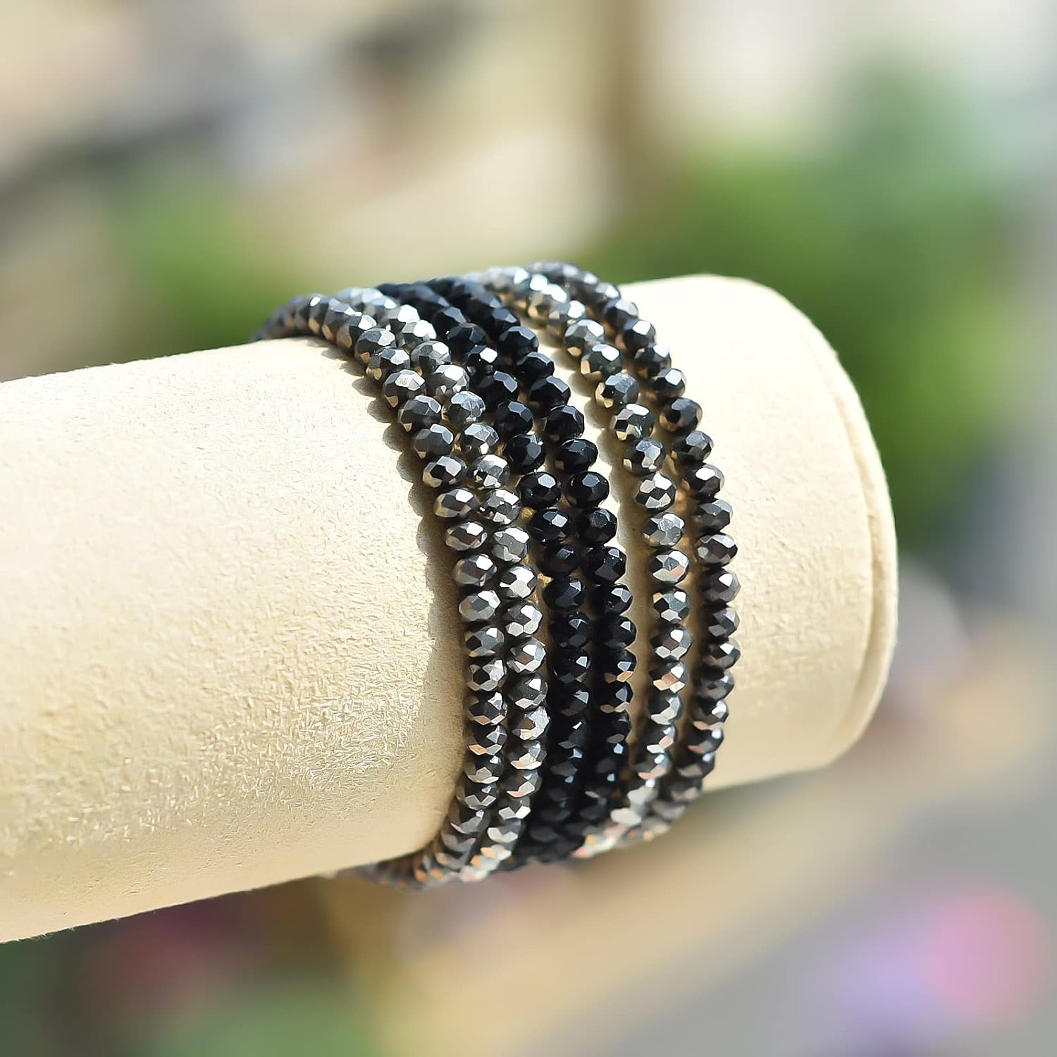 V-MORO Bandas de cuentas compatibles con Apple Watch Band hechas a mano, elásticas y elegantes pulseras de perlas de cristal para iWatch SE Series