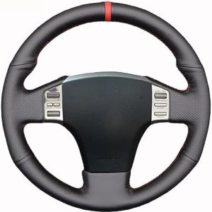 Cubierta de volante de costura a mano para Infiniti G35 2003-2006 para Nissan Skyline V35 2003-2006 línea roja+azul Cubierta de volante de costura a mano para Infiniti G35 2003-2006 para Nissan Skyline V35 2003-2006 línea roja+azul