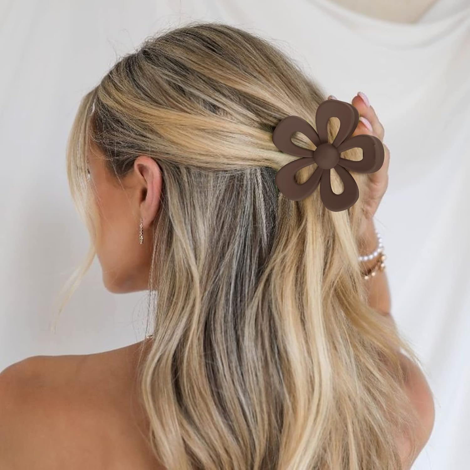Pinzas de garra de flores para mujeres y niñas, bonitos clips de garra medianos para cabello grueso y delgado, clips de garra grandes mate de flores