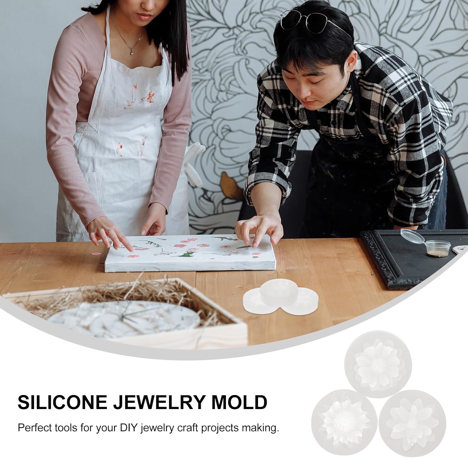 Healifty 3 moldes de silicona para flores de loto 3D, moldes de fundición de flores de loto de cristal, girasol, resina epoxi, moldes para
