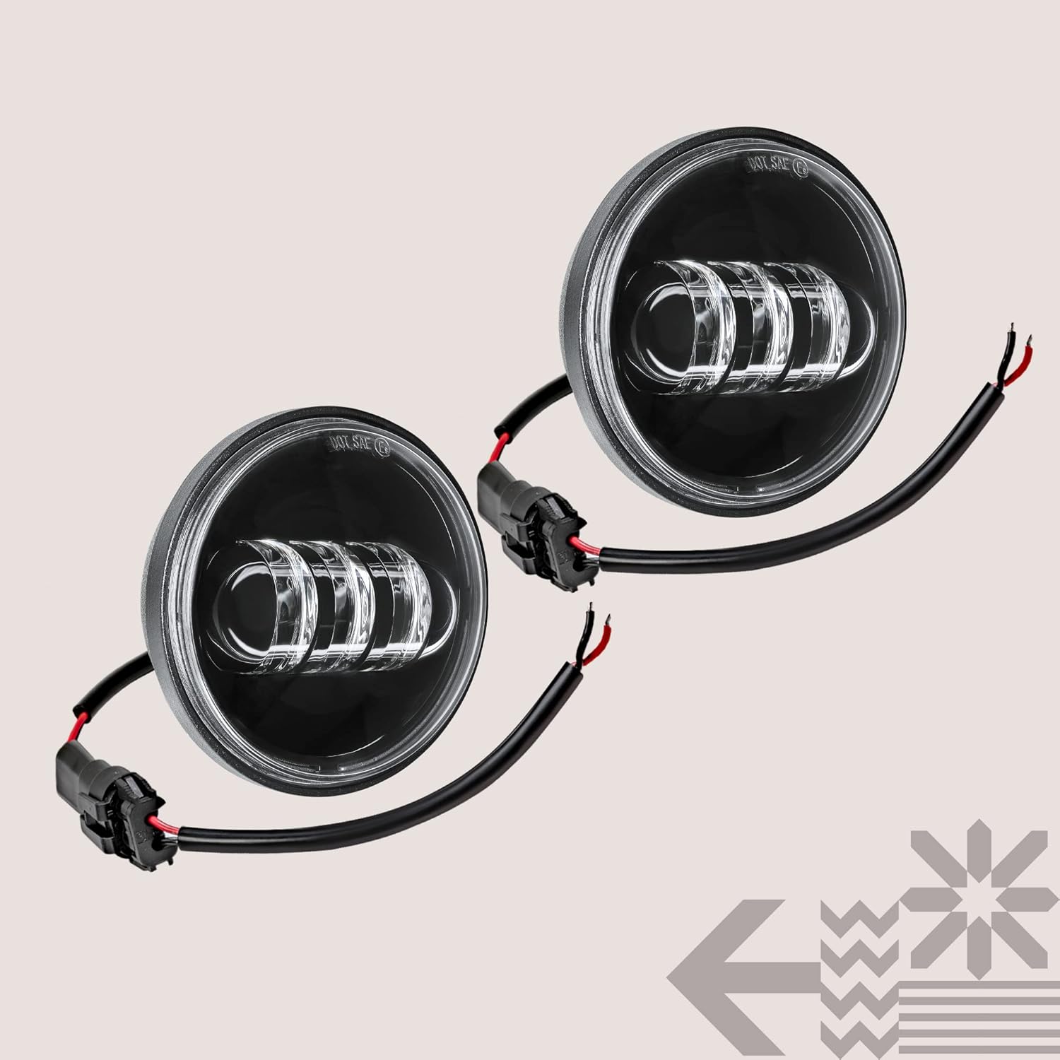 TRUE MODS – 2 luces LED Osram de 4.5 pulgadas para Harley antiniebla acabado negro 6,500 K 2,880 lúmenes Luz antiniebla de paso de motocicleta para