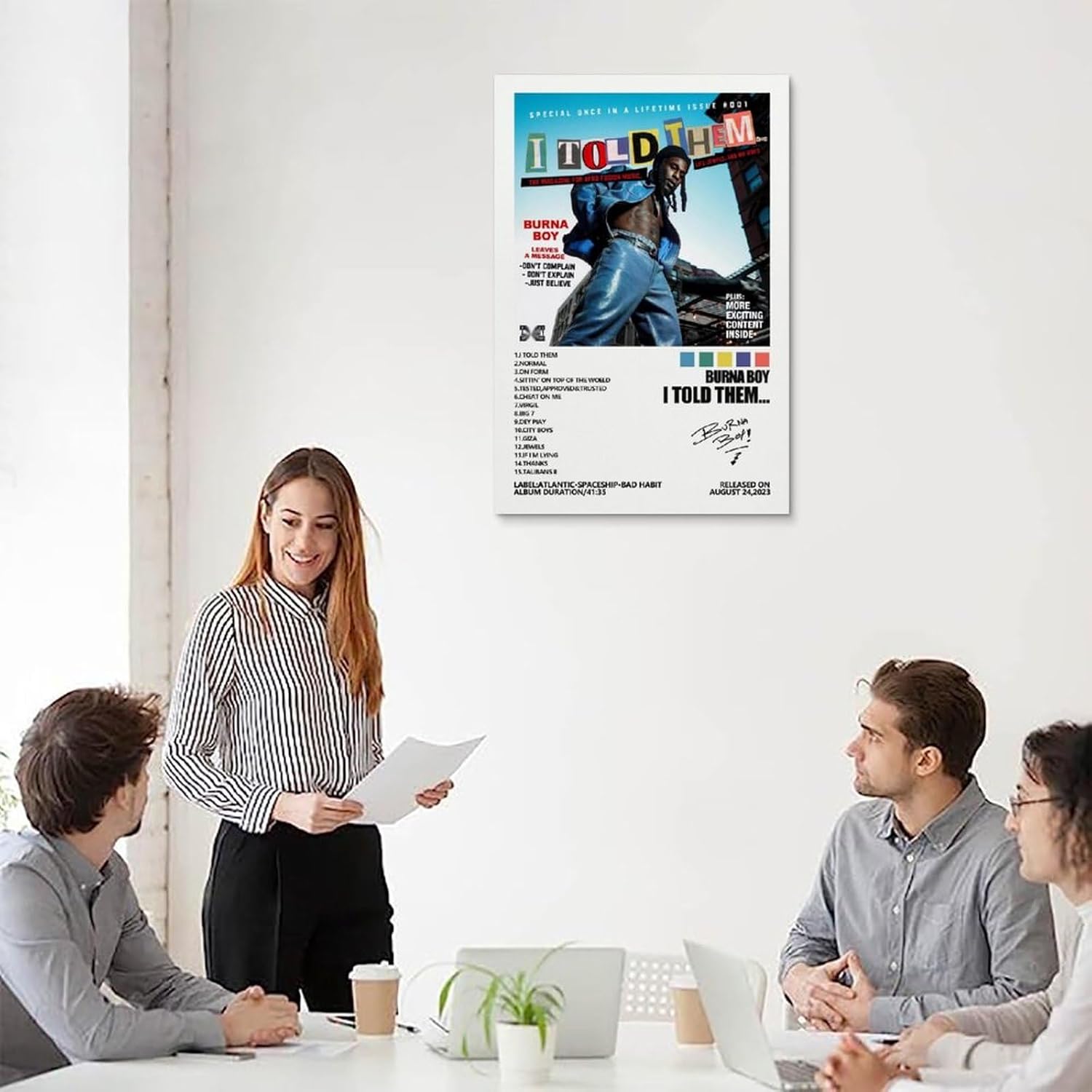 MOMYO Burna Boy – Póster con texto en inglés “I Told Them”, póster para habitación, estético, lienzo para pared, decoración de dormitorio, 12 x 18