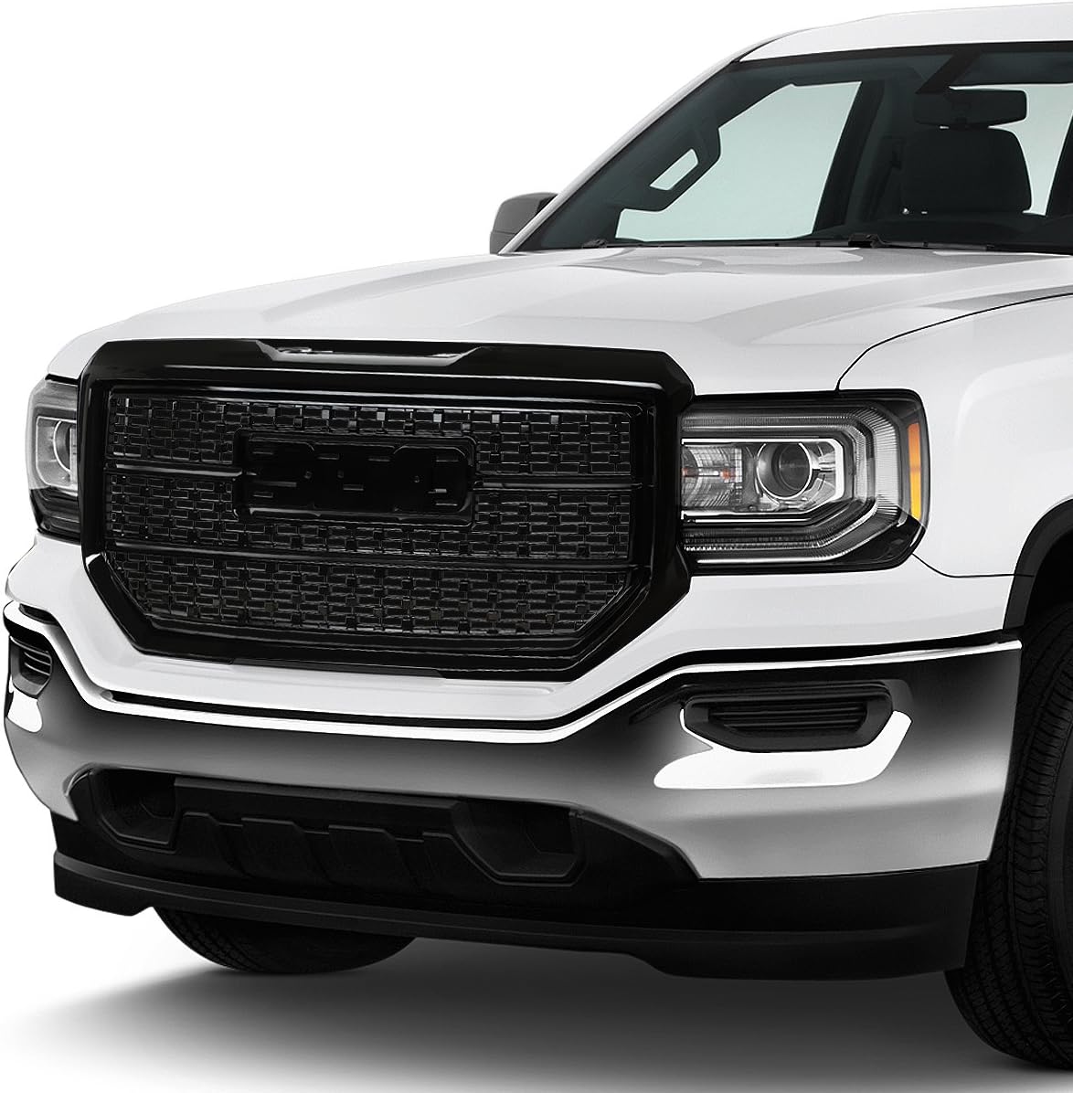 DNA Motoring GRLDDENL-GMCSIE16-BK Rejilla de parachoques delantero ABS negro compatible con GMC Sierra 1500 16-18