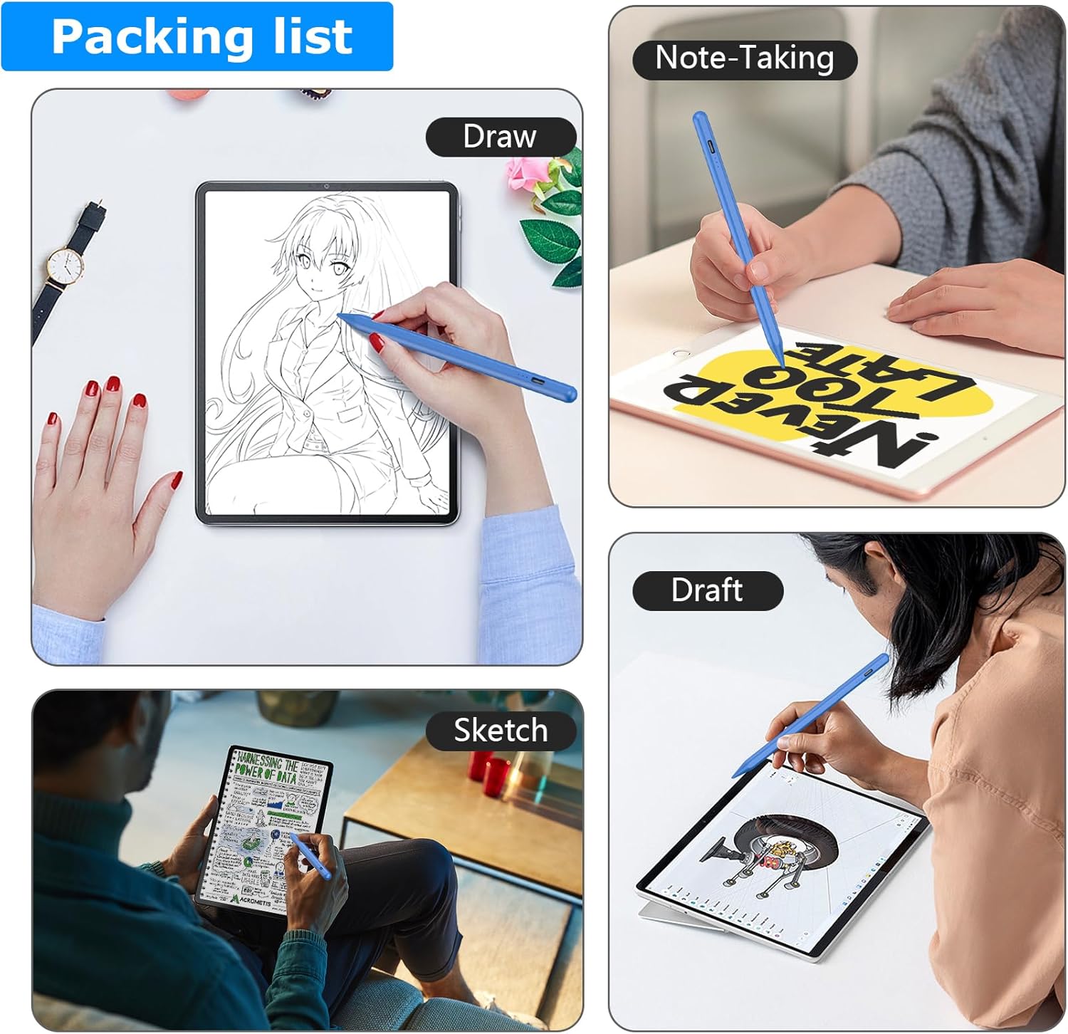 Lápiz capacitivoApple Pencil para iPad de 109 generación, compatible con (2018-2022) Apple iPad Pro 11 y 12.9 pulgadas, iPad Mini 65 generación,