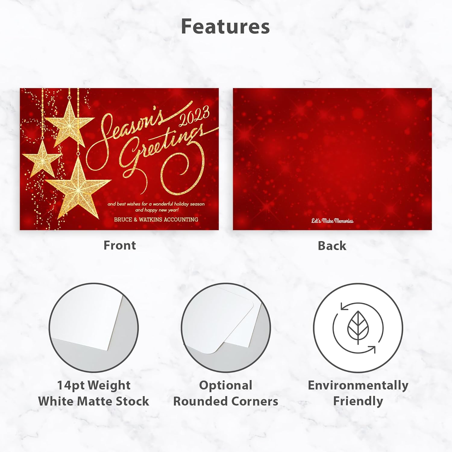 Let’s Make Memories Starlight Starbright – Tarjeta de vacaciones de negocios personalizada de 5 x 7 pulgadas, calidad premium (tarjetas de Navidad