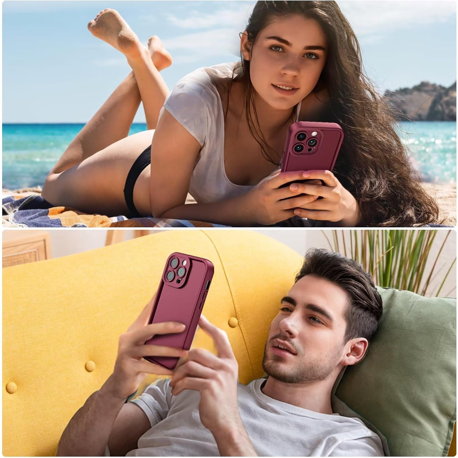 Fundas diseñadas para iPhone 15 Pro Max protección completa de la cámara Fortalecimiento a prueba de golpes Slim Fit Ligero Suave Gel Caucho TPU