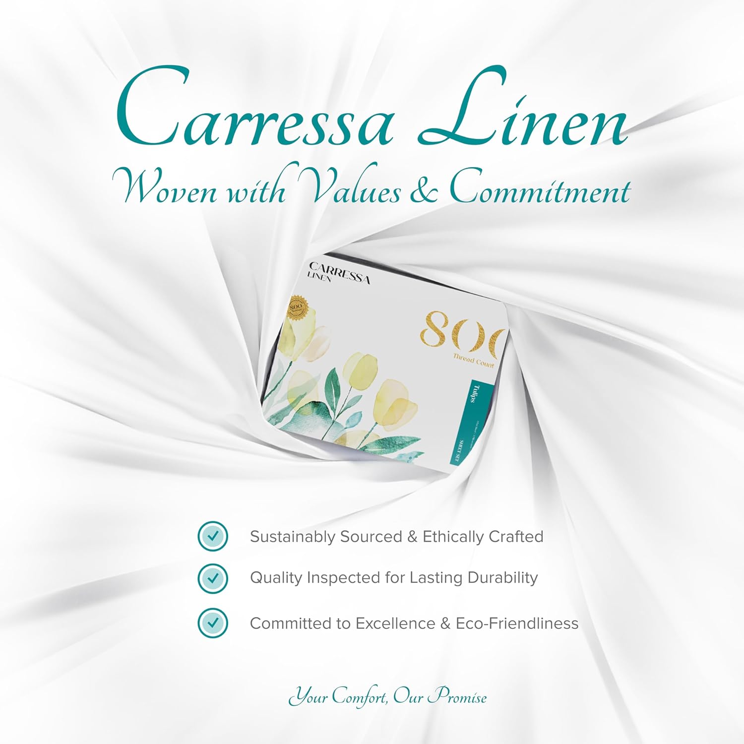Carressa Linen – Juego de sábanas de 100% algodón (800 hilos), Algodón egipcio, Plateado, Completo