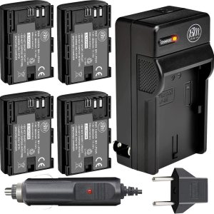 BM Premium Paquete de 4 baterías LP-E6N de alta capacidad y cargador para cámaras Canon EOS R, EOS 60D, EOS 70D, EOS 80D, EOS 90D, EOS 5D III, EOS BM Premium Paquete de 4 baterías LP-E6N de alta capacidad y cargador para cámaras Canon EOS R, EOS 60D, EOS 70D, EOS 80D, EOS 90D, EOS 5D III, EOS