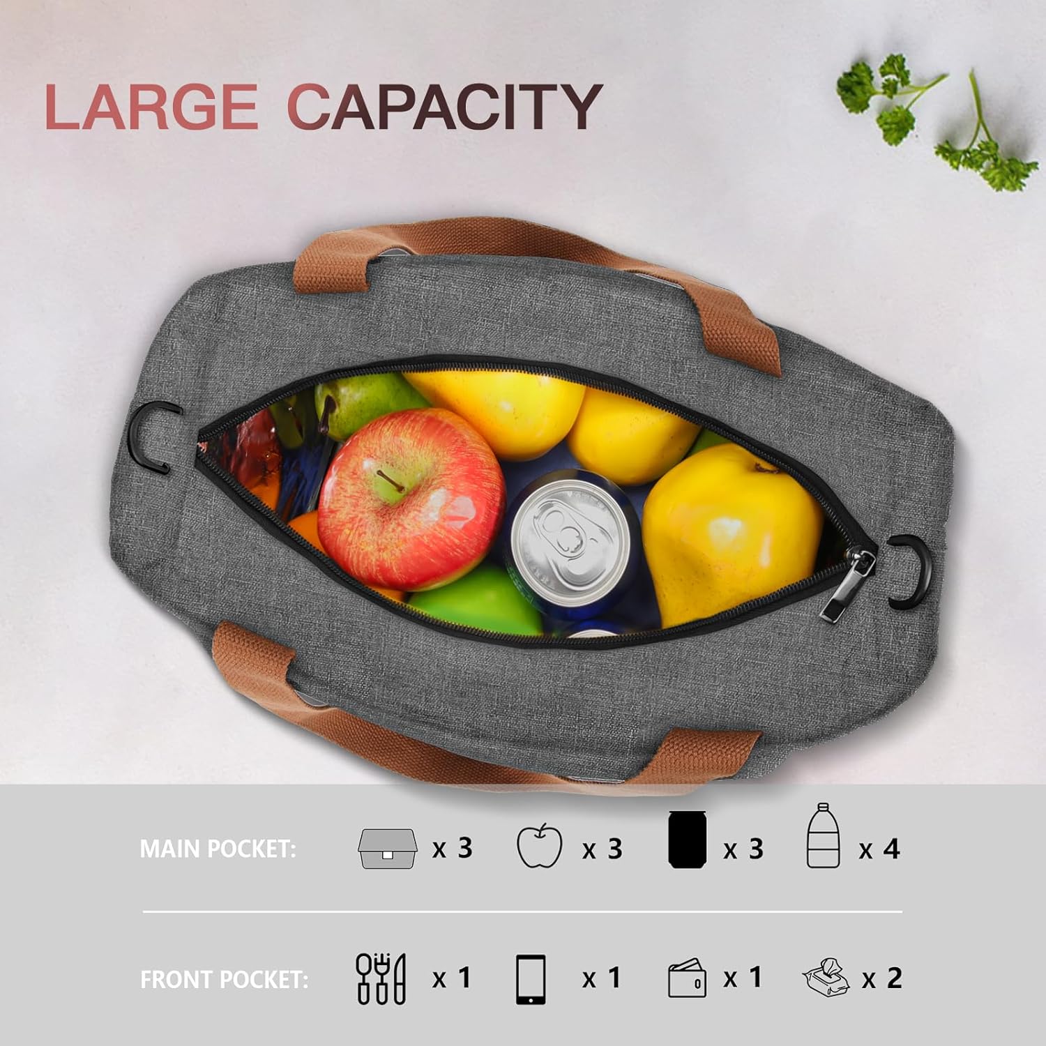 Lonchera para mujer, lonchera grande aislada para hombres, bolsa de almuerzo para mujer con múltiples bolsillos para el trabajo, lonchera congelable