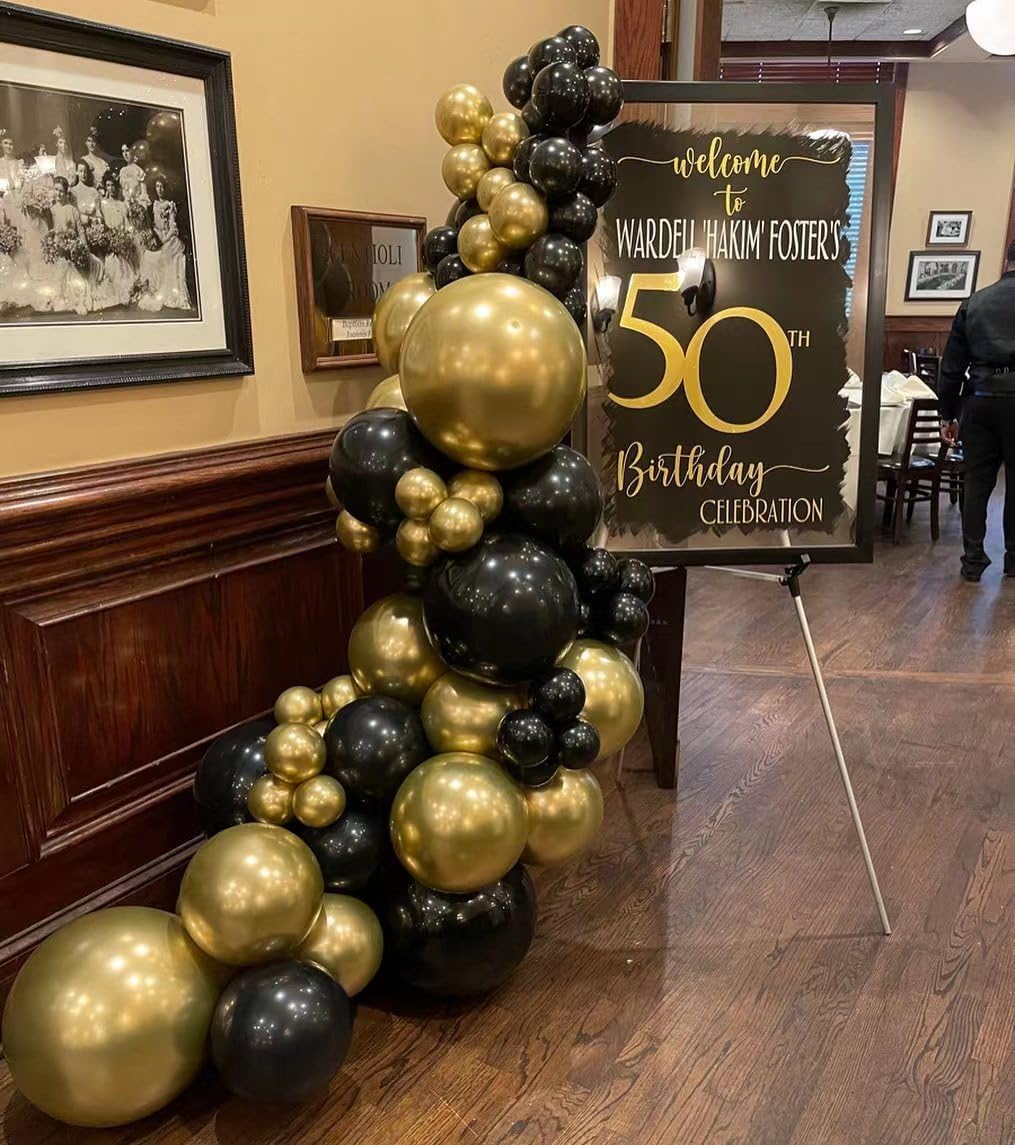 Kit de arco de guirnalda de globos negros y dorados, 158 piezas de globos de látex de 18, 10, 5 pulgadas, para baby shower, cumpleaños, boda,