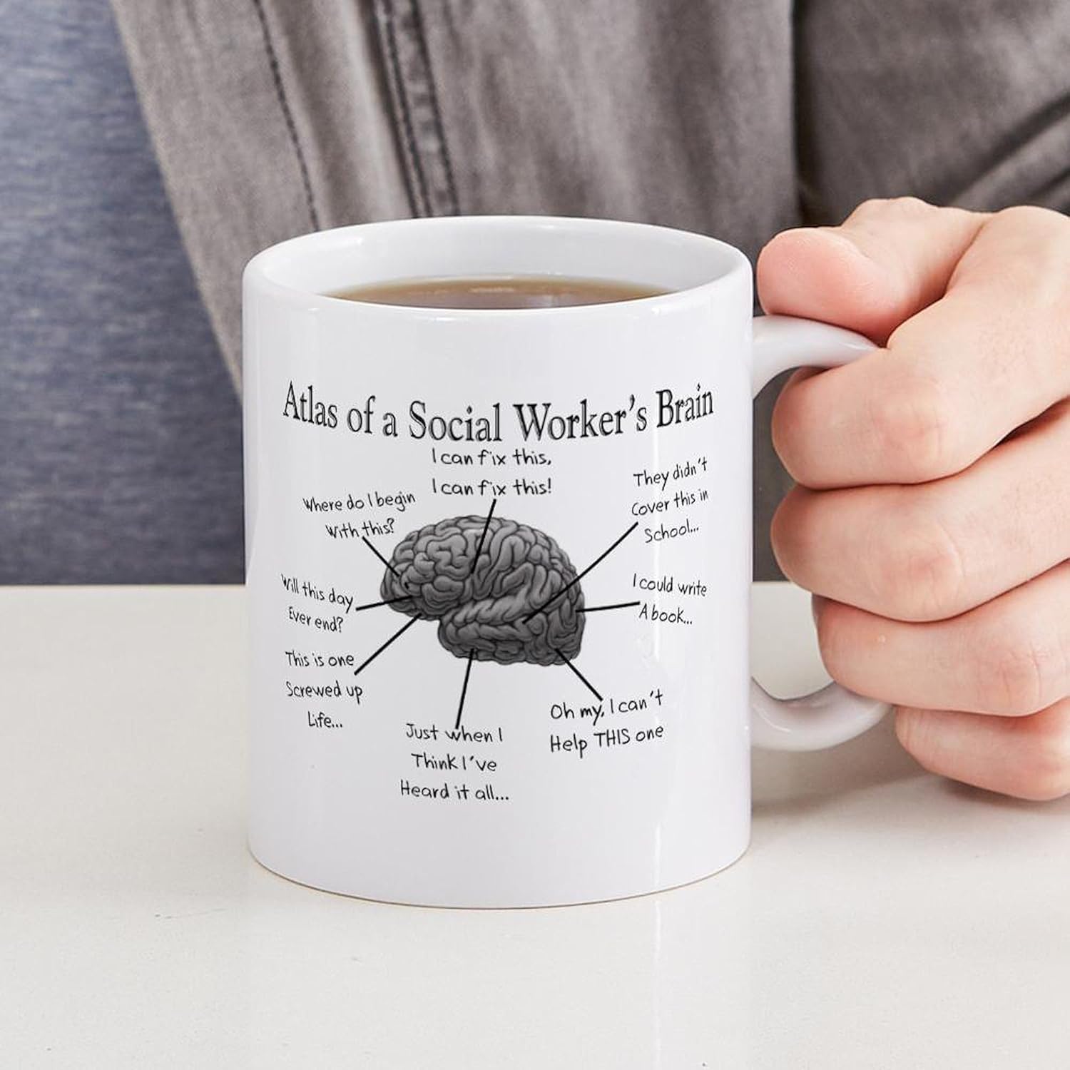 CafePress Atlas Of A Social Workers – Taza de café de cerámica (11 oz)