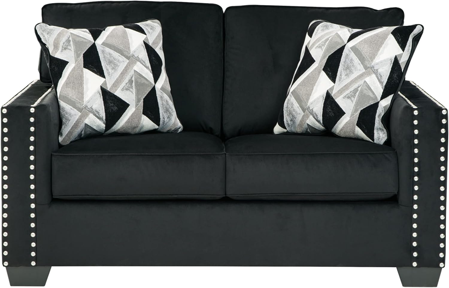 Signature Design by Ashley Gleston Glam – Sofá biplaza con ribete de clavos, color negro
