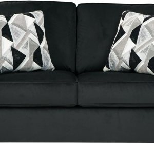 Signature Design by Ashley Gleston Glam – Sofá biplaza con ribete de clavos, color negro Signature Design by Ashley Gleston Glam – Sofá biplaza con ribete de clavos, color negro