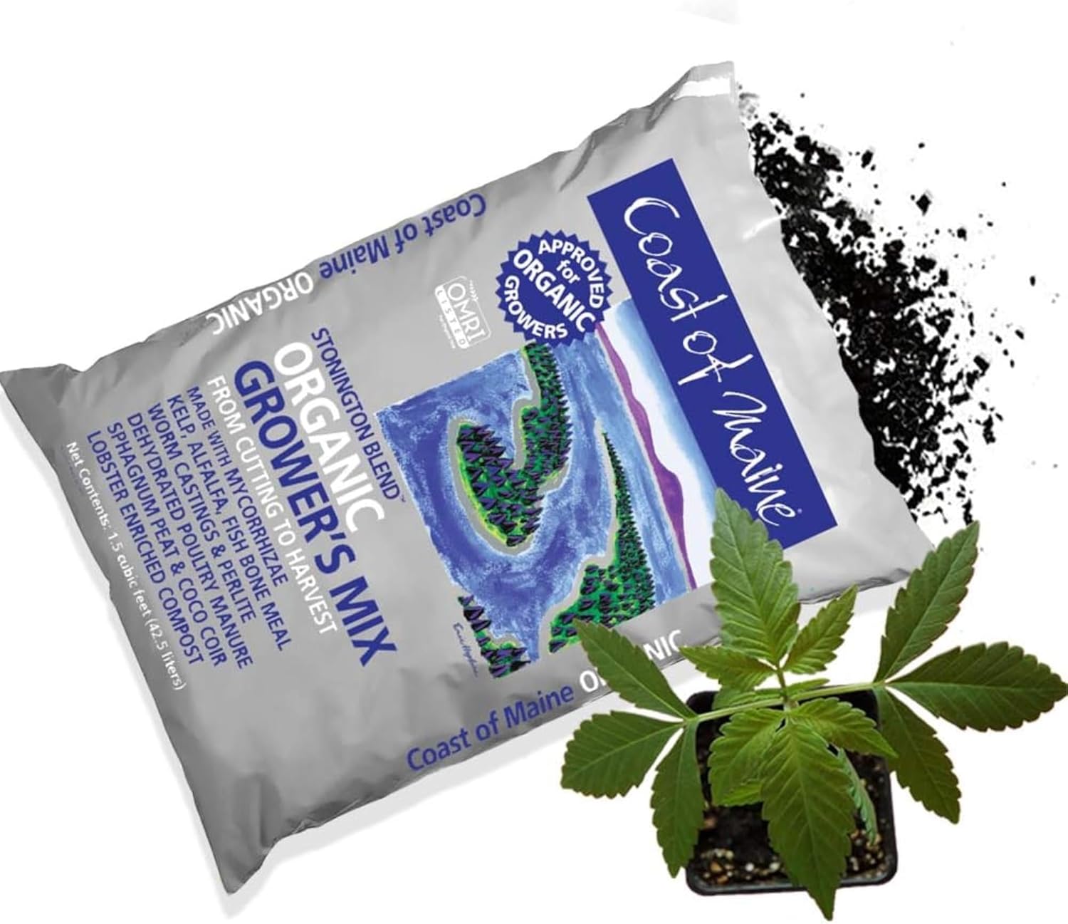 Coast of Maine 5-2-4 Stonington Blend Organic & Natural Grower’s Mix, 1.5 pies cúbicos (paquete de 2)