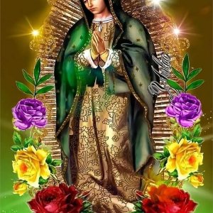 HONGJIE Kit de pintura de diamantes 5D, Virgen María, 16 x 20 pulgadas, redondo, con diamantes de imitación, bordado de diamantes de imitación, HONGJIE Kit de pintura de diamantes 5D, Virgen María, 16 x 20 pulgadas, redondo, con diamantes de imitación, bordado de diamantes de imitación,