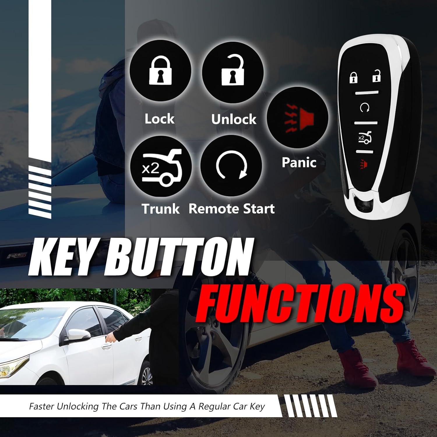 Keylessbest Reemplazo para Chevrolet Cruze XL7 Sonic Volt Bolt Spark Key Fob Control remoto HYQ4AA 5 botones 315MHz 2017 2018 2019 2020