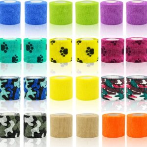 Paquete de 24 vendajes autoadhesivos de 2 x 5 yardas, envoltura veterinaria autoadhesiva para perros, gatos, caballos, animales, cinta elástica Paquete de 24 vendajes autoadhesivos de 2 x 5 yardas, envoltura veterinaria autoadhesiva para perros, gatos, caballos, animales, cinta elástica
