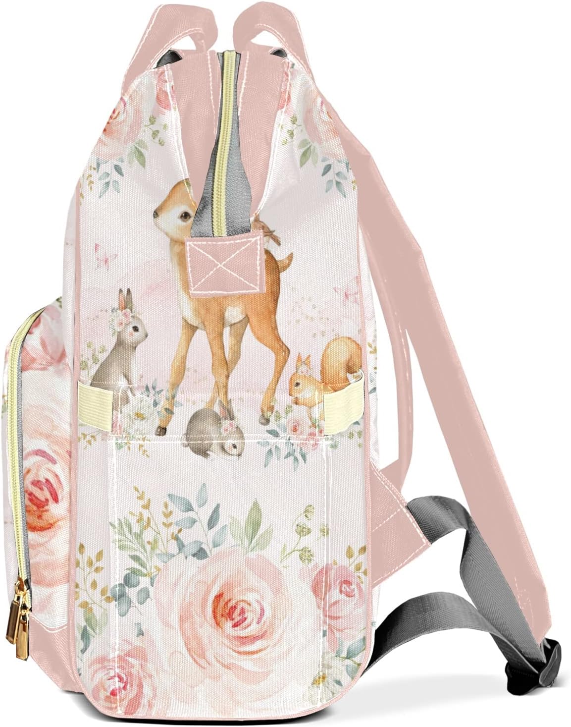 Bolsas de pañales personalizadas de gran capacidad, mochila personalizada con nombre de león y zorro, ciervo, mochila informal para regalos, Diseño
