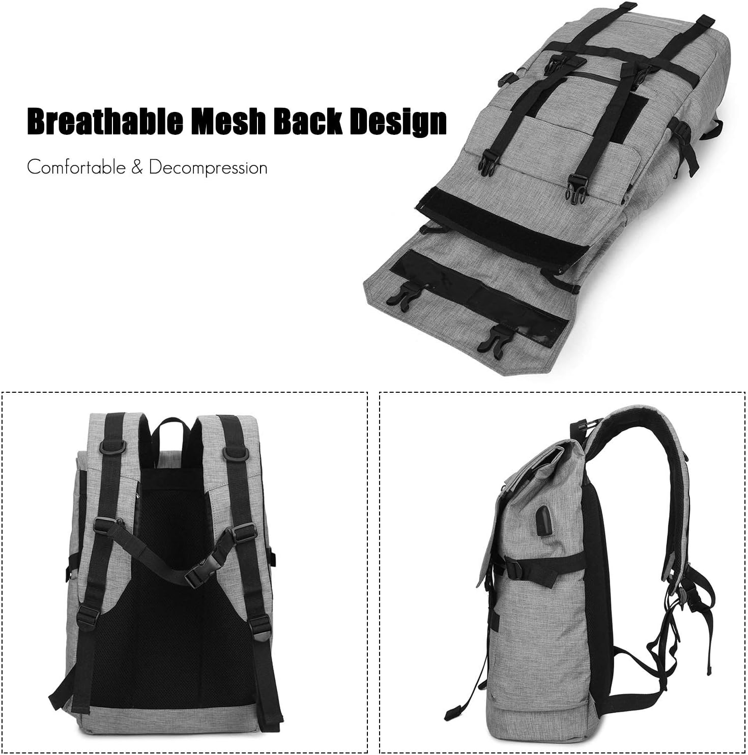 Mochila enrollable expandible, Gris, Mochilas Daypack