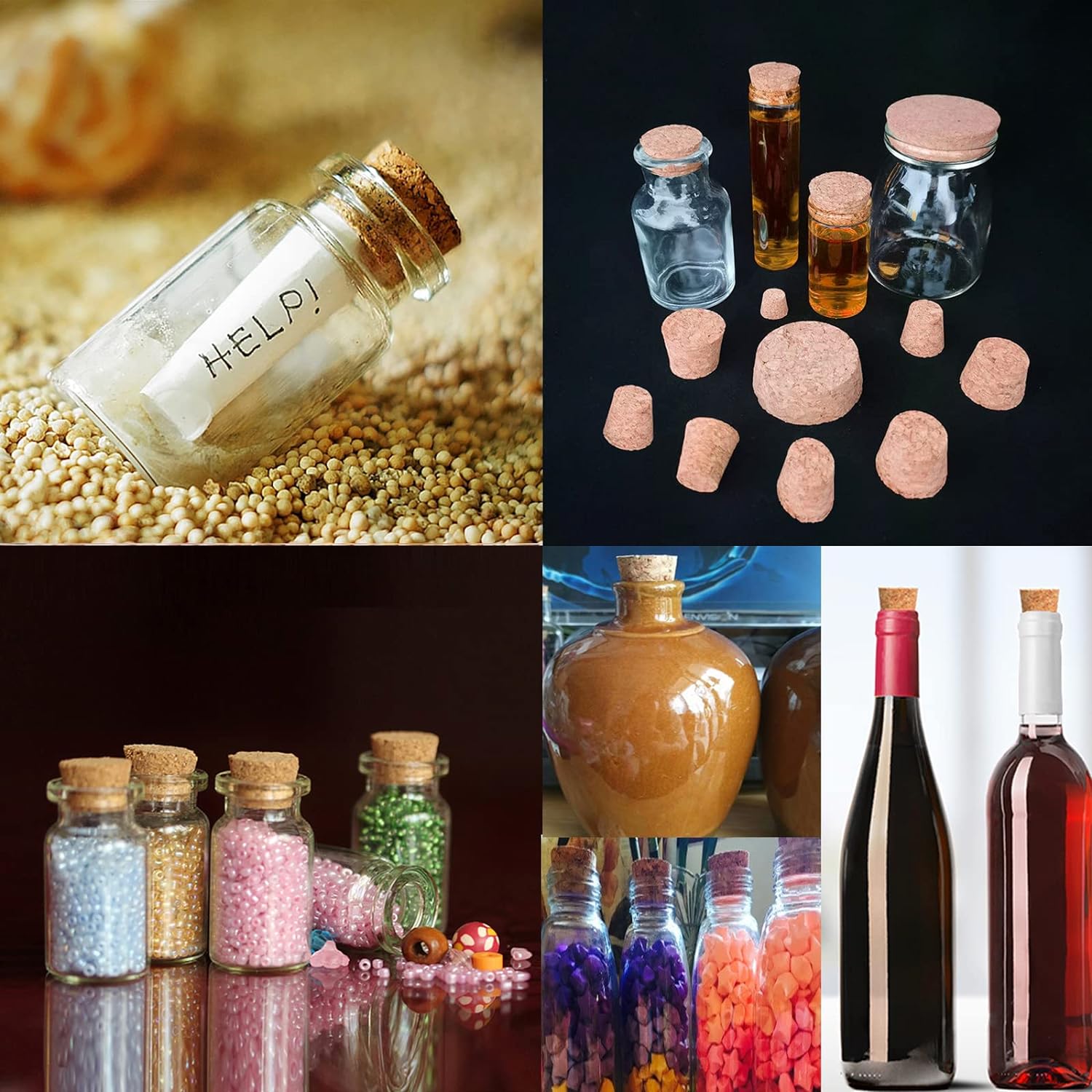 50 tapones de corcho cónicos de madera para vino, tapones de sellado reutilizables para botellas, bares, manualidades, accesorios de cocina (0.630 x