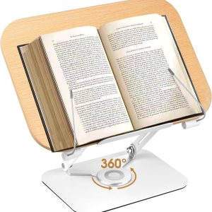 Soporte para libros, soporte para leer manos libres, soporte de escritorio ajustable con base giratoria de 360 grados y clips de página, soporte Soporte para libros, soporte para leer manos libres, soporte de escritorio ajustable con base giratoria de 360 grados y clips de página, soporte