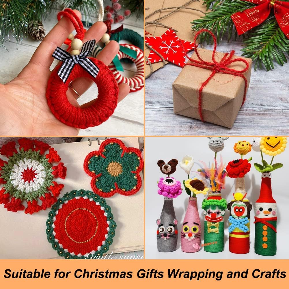 Vivifying Cordel rojo, cuerda de Navidad de 328 pies de 0.118 in para envolver regalos, manualidades, embalaje y colgar