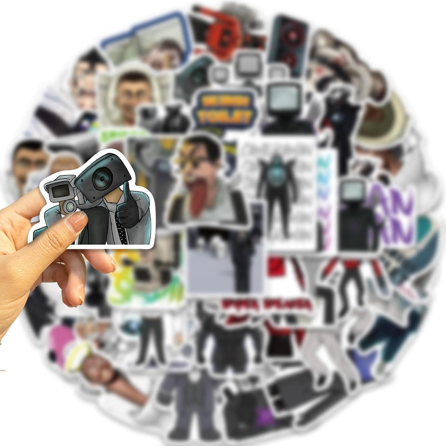 Skibidi – 50 calcomanías para juegos de inodoro, para programas de televisión para computadoras portátiles, calcomanías estéticas de vinilo