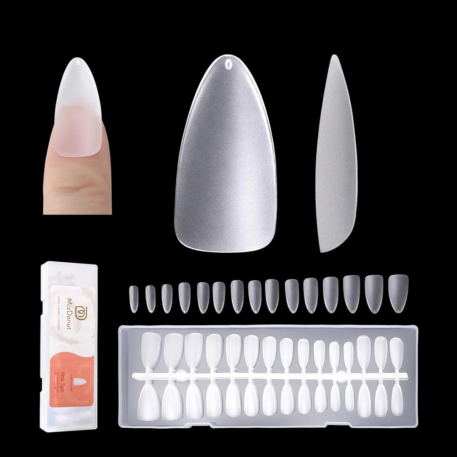 Puntas de gel de uñas suaves, 15 tamaños, 300 piezas preformadas totalmente mate, no necesita limar, remojar las extensiones de uñas fáciles de