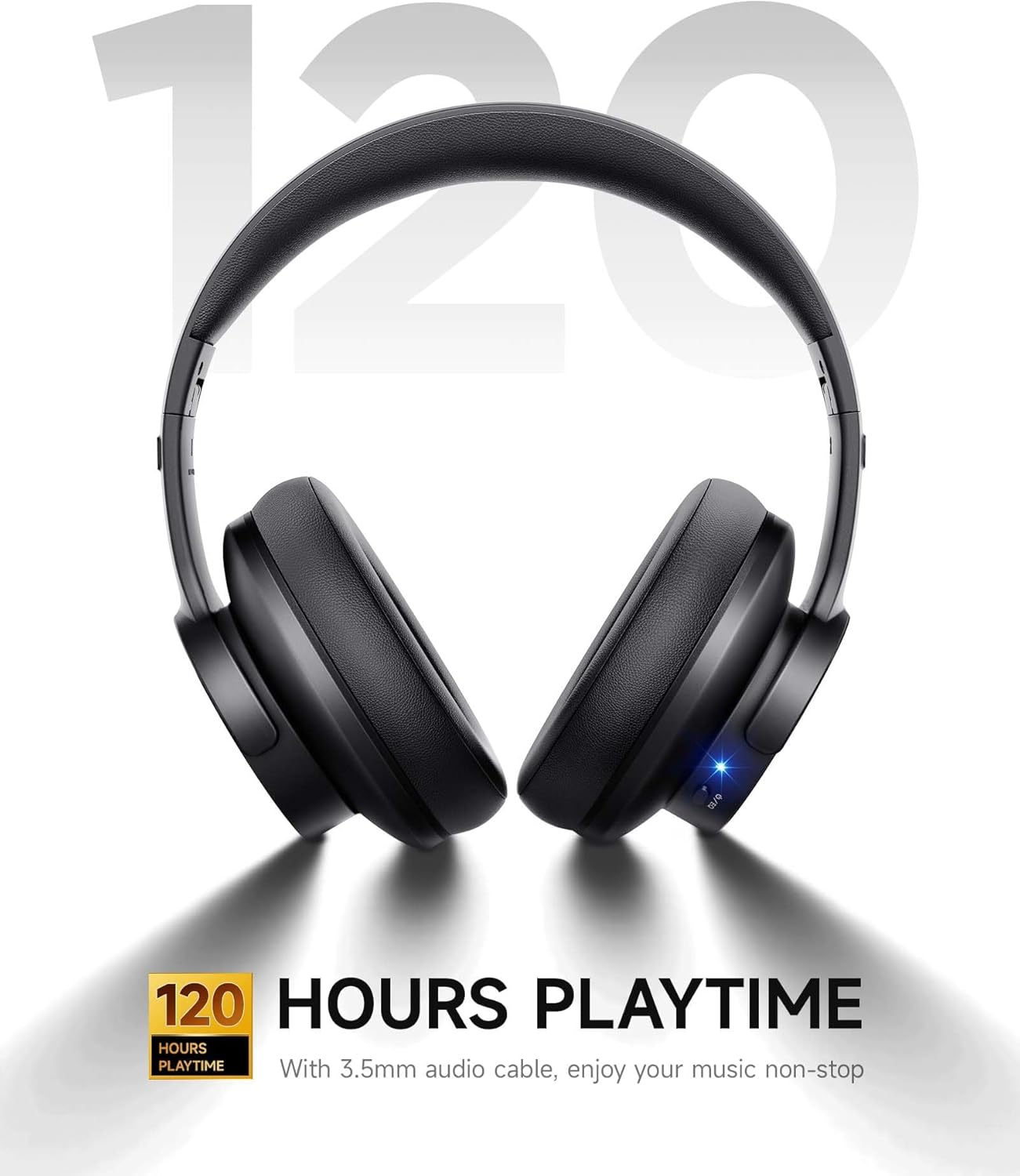 Picun Auriculares Bluetooth B8, auriculares inalámbricos de 120 horas, llamadas manos libres, 3EQ y modo de juego, auriculares plegables sobre la