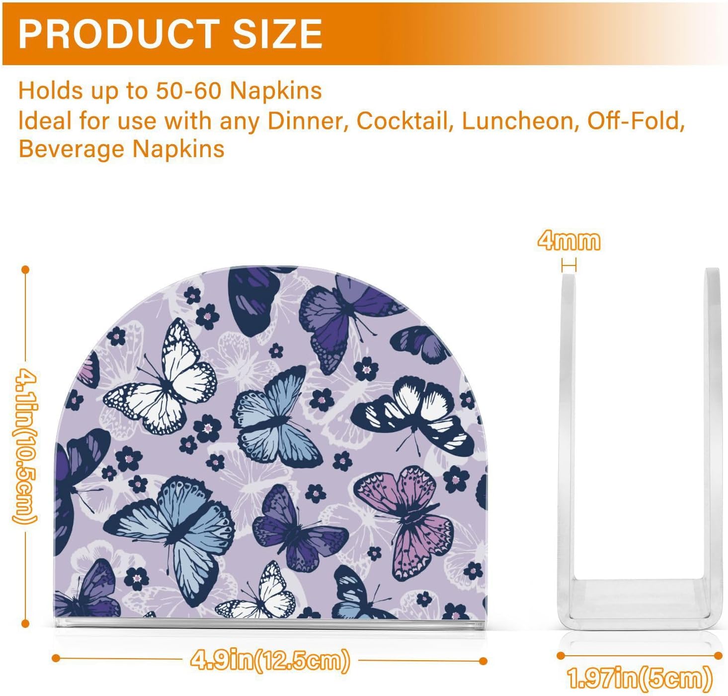 Servilletero acrílico de flores de mariposa de dibujos animados para mesa de cocina, soporte decorativo moderno para el hogar